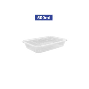 500ml Disposable Plastic Transparent Rectangular Food Container