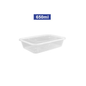 650ml Disposable Plastic Transparent Rectangular Food Container