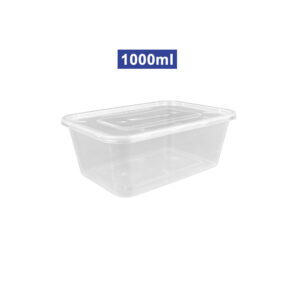 1000ml Disposable Plastic Transparent Rectangular Food Container