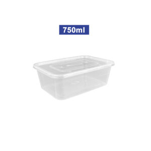 750ml Disposable Plastic Transparent Rectangular Food Container