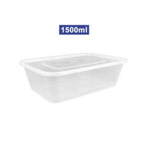 1500ml Disposable Plastic Transparent Rectangular Food Container