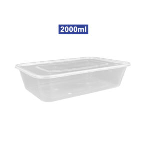 2000ml Disposable Plastic Transparent Rectangular Food Container
