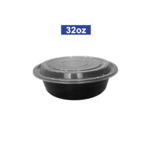 78-32oz Black Round Meal Prep Container