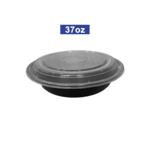 78-37oz Black Round Meal Prep Container
