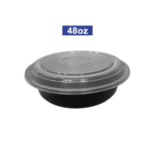 78-48oz Black Round Meal Prep Container
